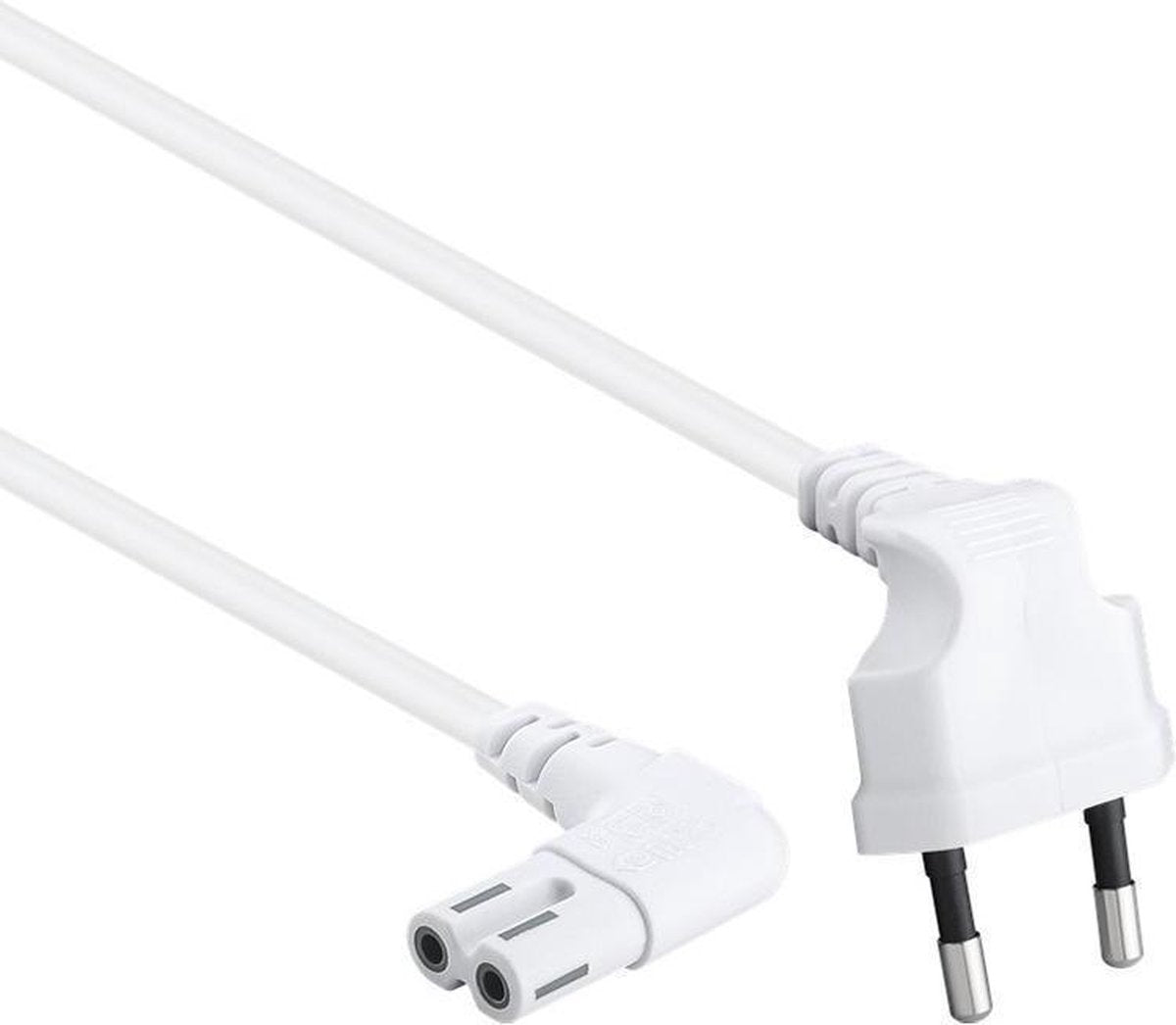 Allteq - Euro naar C7 apparaatsnoer - Haaks - 1 meter - Wit