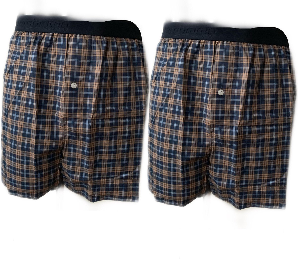 Embrator 2-stuks mannen Boxershorts geweven katoen donkerblauw/beige/wit XXL