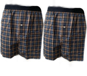 Embrator 2-stuks mannen Boxershorts geweven katoen donkerblauw/beige/wit XXL