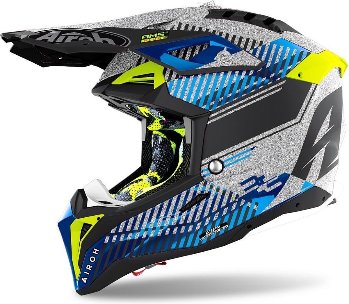 Airoh Aviator 3 AMS² Wave glans zilver blauw geel