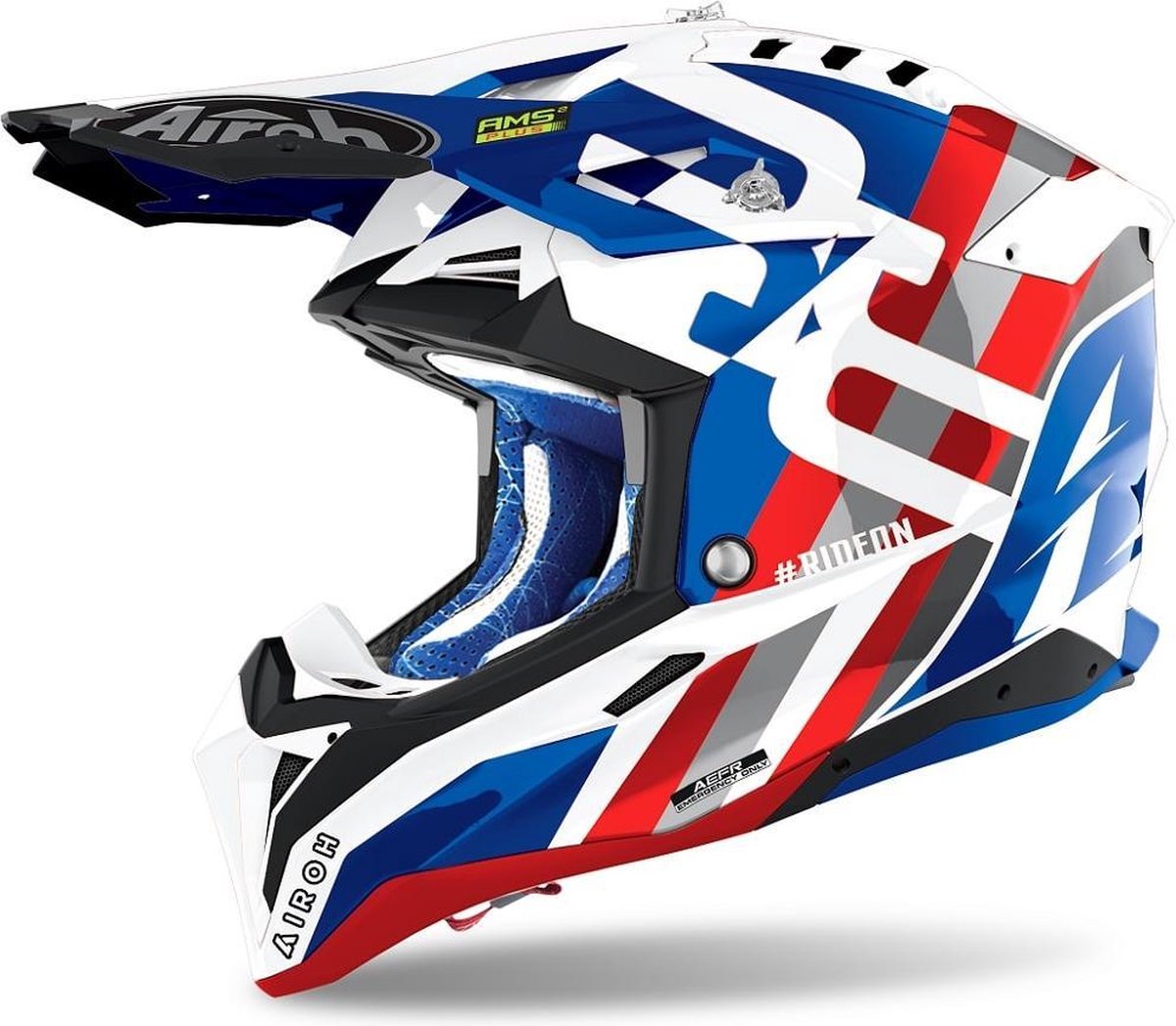 Airoh Aviator 3 AMS² Rainbow Glans Blauw Rood