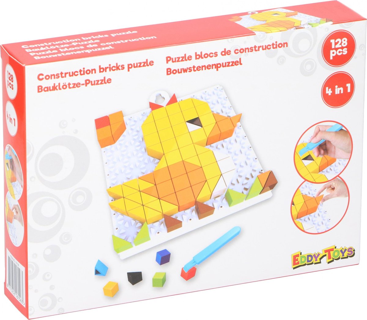 Eddy Toys Mozaïekpuzzel Eend Junior Rood 128-delig