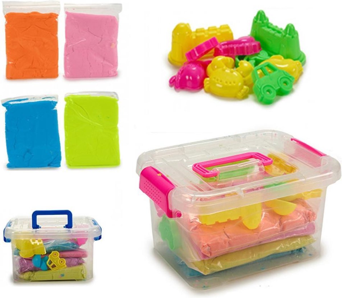 Speel Zand 2KG speelzand (4 Kleuren) + vormpjes