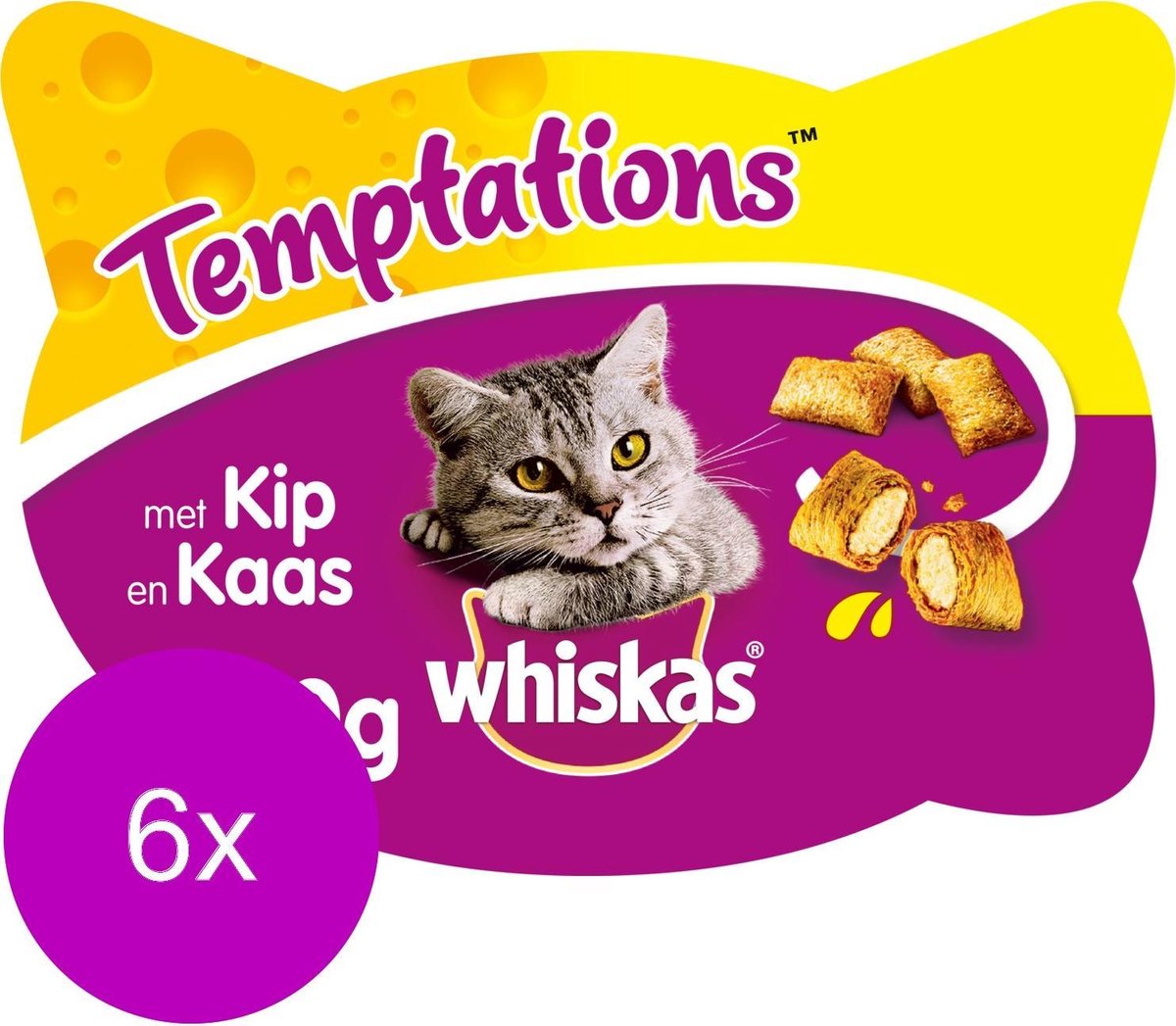 Whiskas Temptations 60 g - Kattensnack - 6 x Kip&Kaas