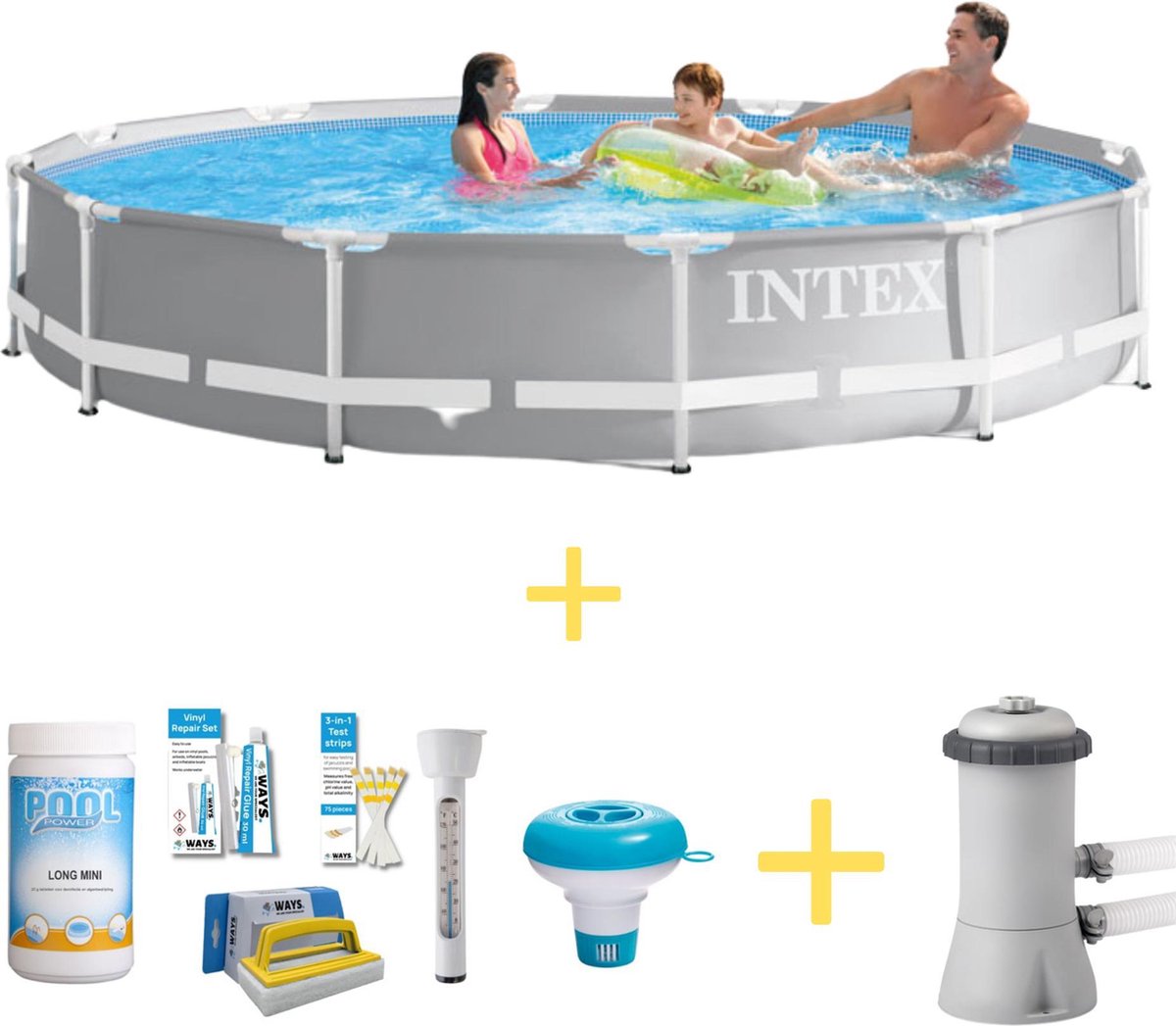 Intex Zwembad - Prism Frame - 366 x 76 cm - Inclusief WAYS Onderhoudspakket & Filterpomp