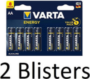 16 Stuks (2 Blisters a 8 st) Varta Energy AA Alkaline Batterijen