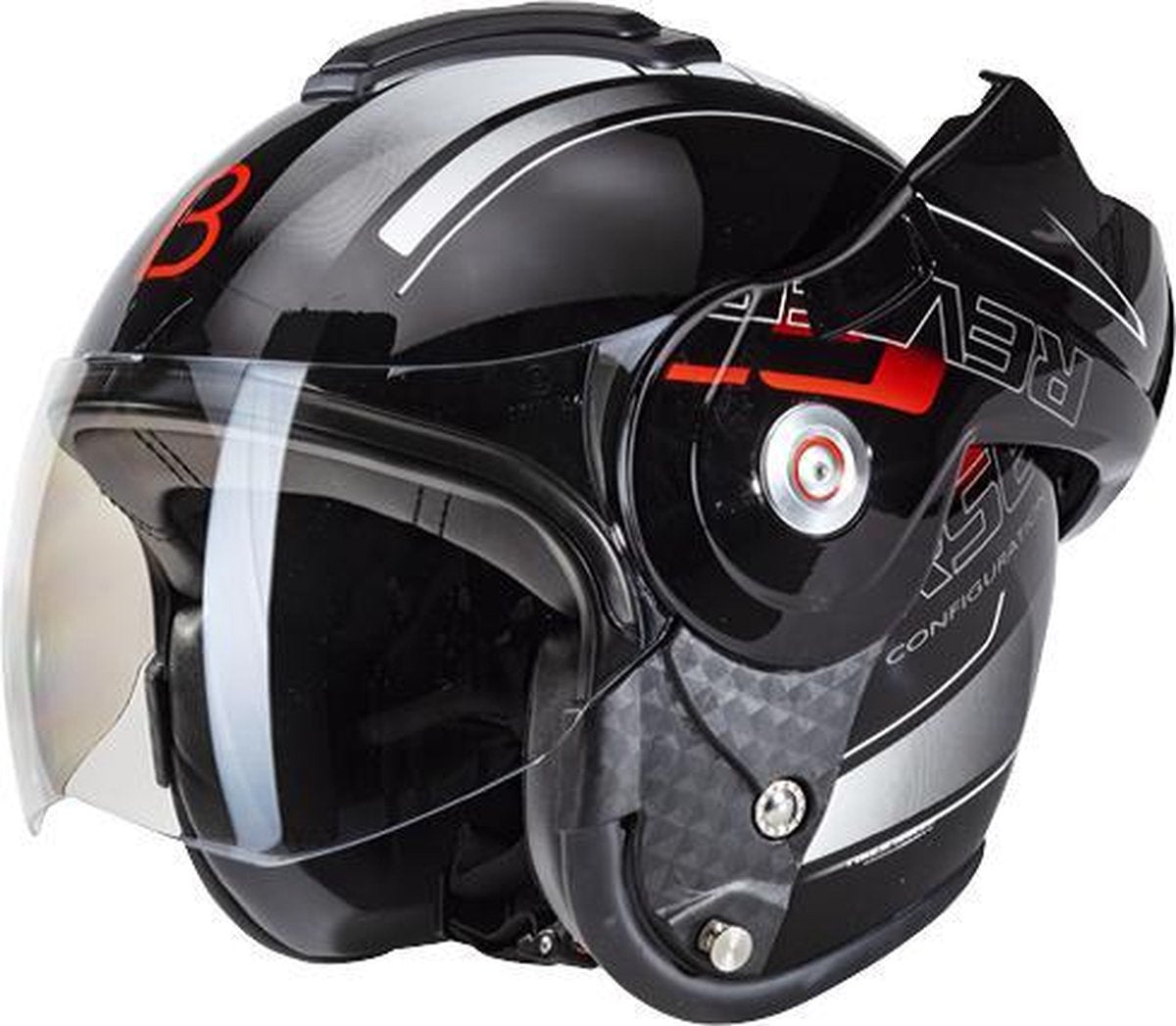 Beon B702 GT Systeemhelm Scooterhelm Motorhelm Glans Zwart - Maat M / 57 cm