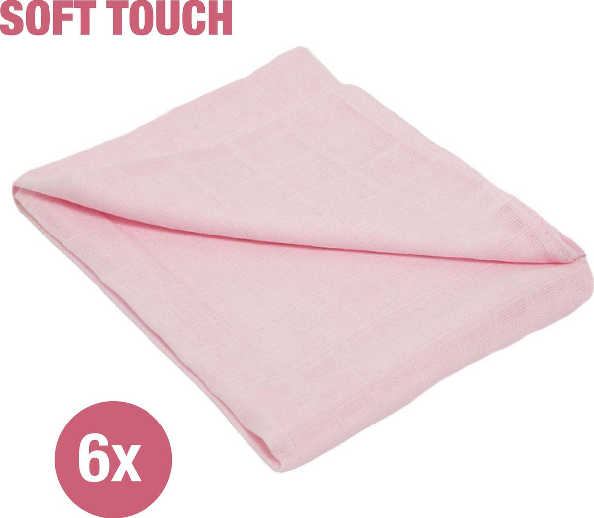 Soft Touch hydrofiele doeken - 6 stuks - 71 x 71 cm - katoen - roze