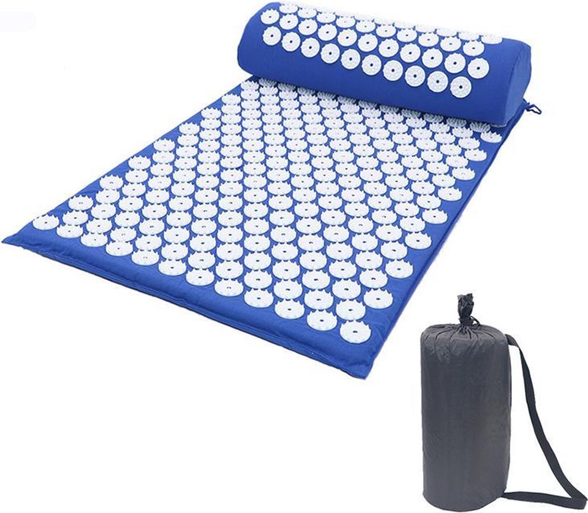 Spijkermat Met Kussen – Acupressuur Mat – Drukpunten Massagekussen - Blauw