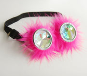 Caleidoscoop bril goggles Steampunk - roze bont - pluche burning man