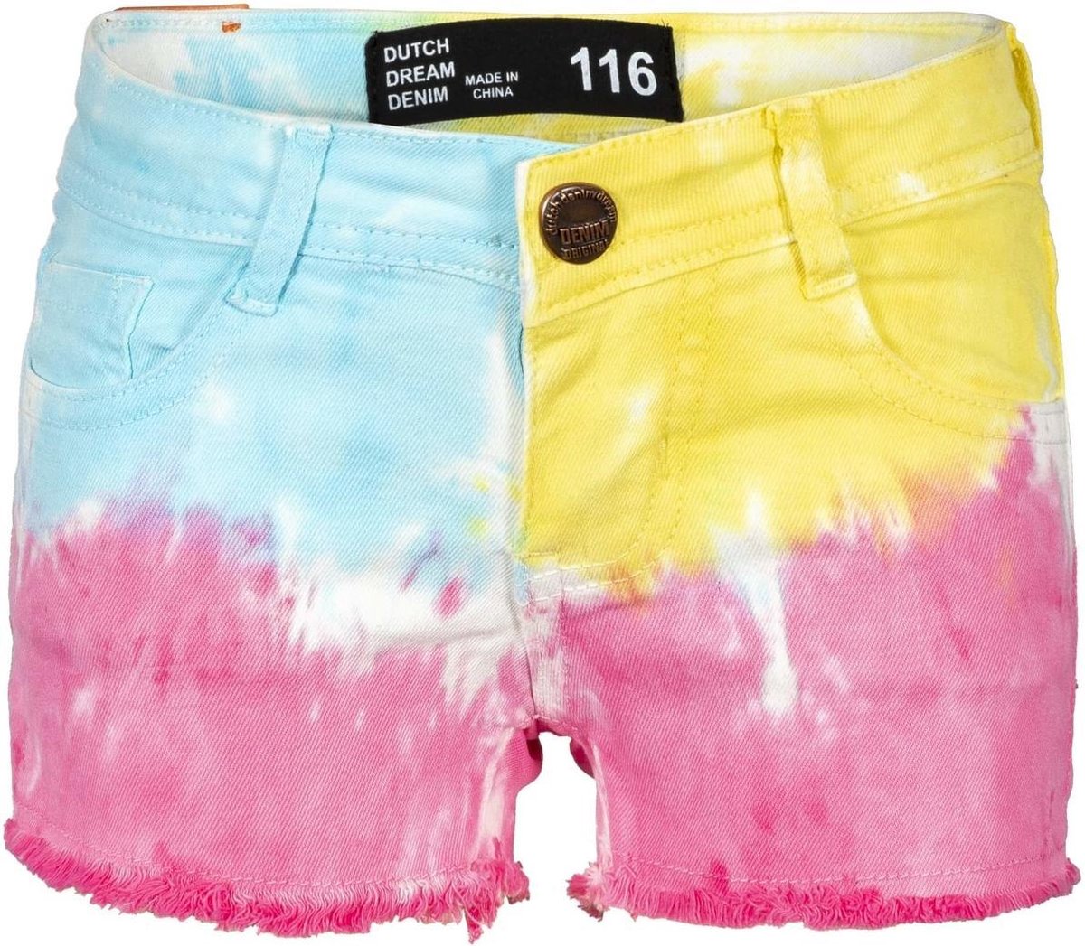 Denim shorts met multicolour tie-dye print - Maat 122