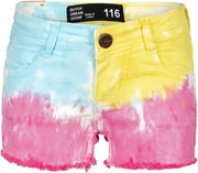Denim shorts met multicolour tie-dye print - Maat 122