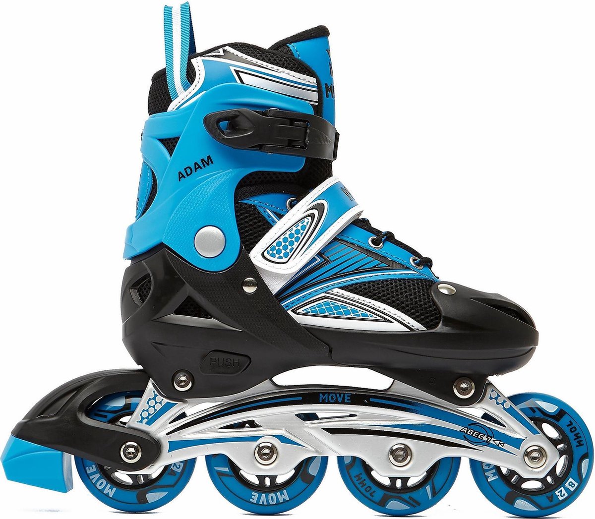 Adam Skeelers / Inline Skates - Verstelbaar - Zwart/Blauw - Volwassenen - Maat 34/37