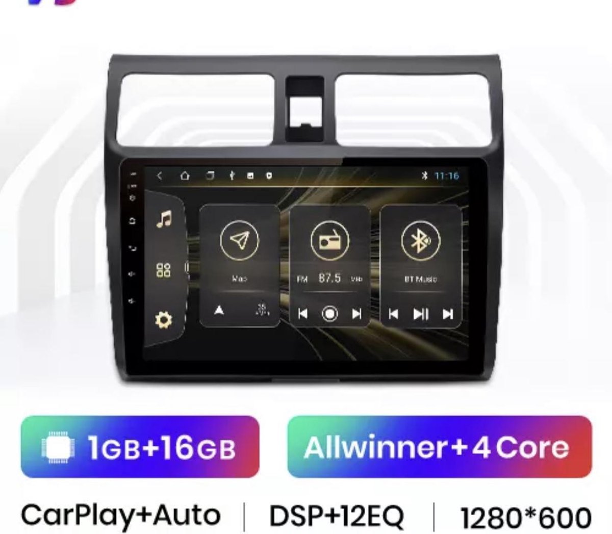CarPlay Suzuki Swift 2005-2010 Android 10 navigatie en multimediasysteem Bluetooth USB WiFi 1+16GB