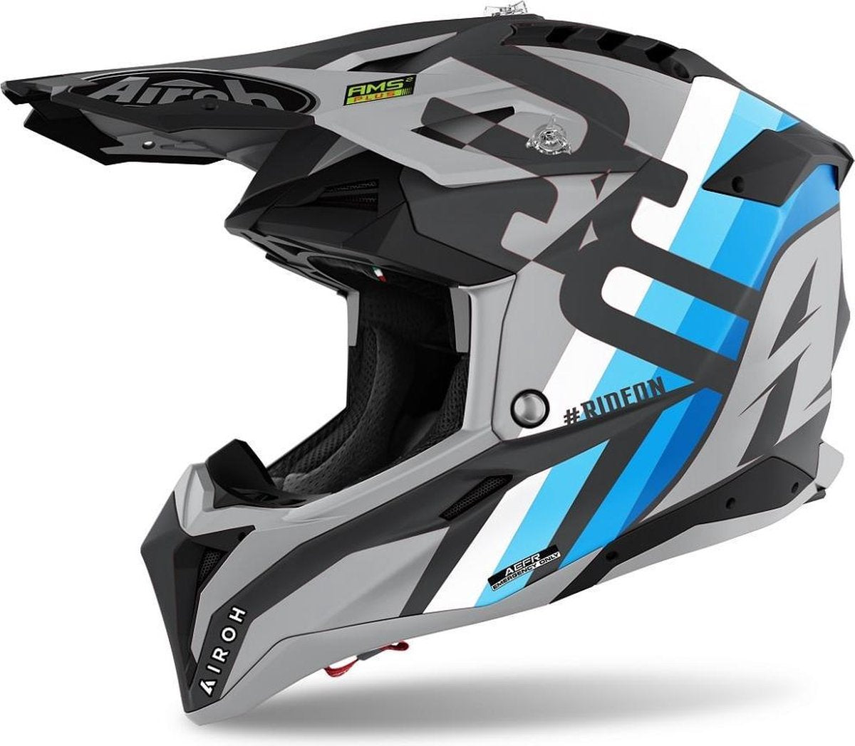 Airoh Aviator 3 AMS² Rainbow Mat Grijs Blauw Zwart
