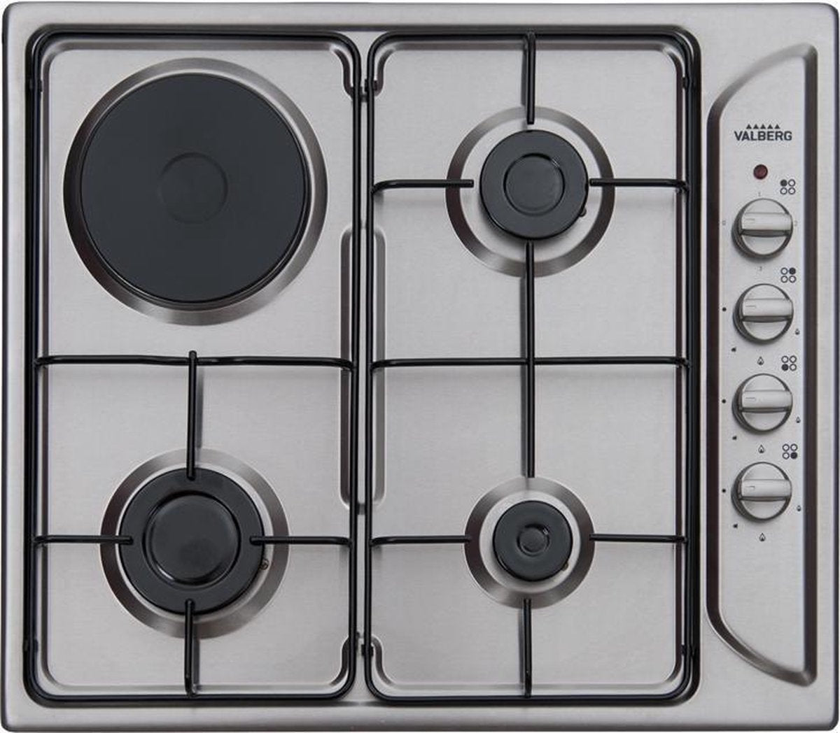 VALBERG BY ELECTRO DEPOT - TM 4 X EUT -  Combinatie Kookplaat (3x gas - 1x elektrisch ) - inox - inbouw
