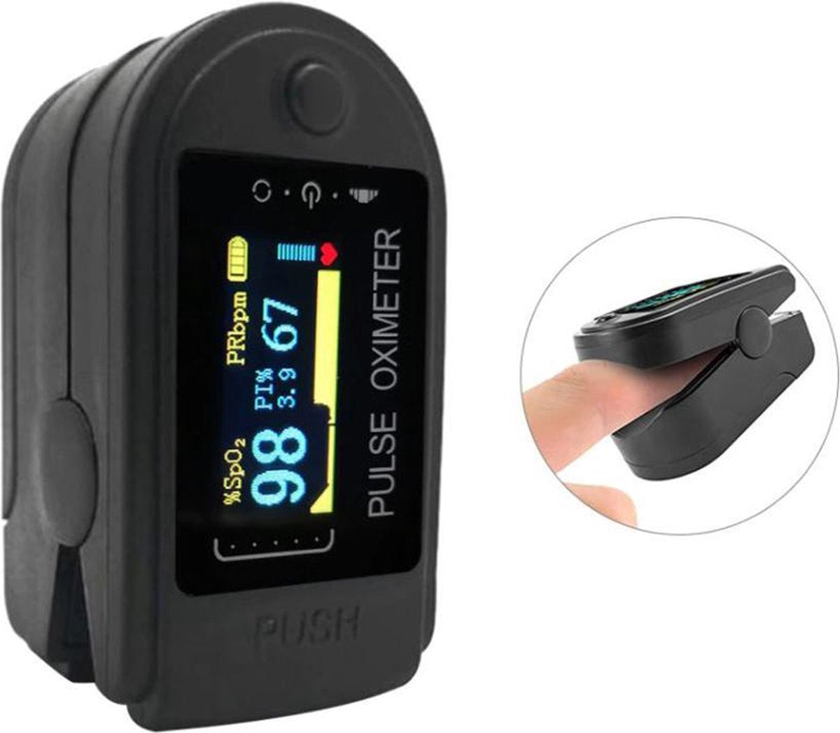 DW4Trading® Vinger saturatie oximeter hartslag zuurstofmeter luxe kleuren display