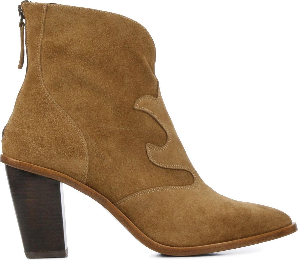 Zinda Vrouwen Suède  Cowboylaarzen / Laarzen / Damesschoenen 4522 - Camel - maat 42