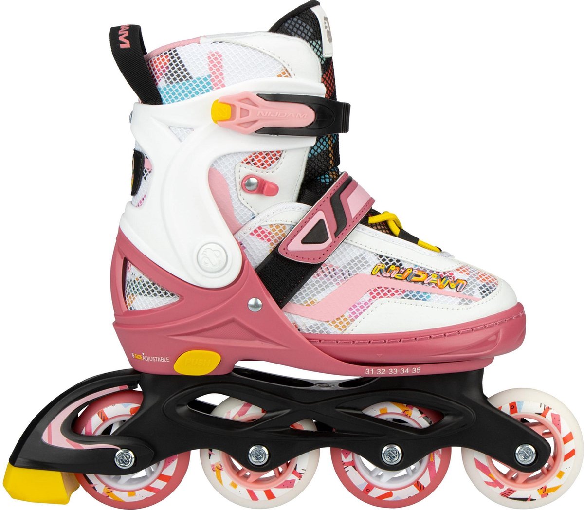 Nijdam Inline Skates Verstelbaar - 33-37 - Fruity Fro-yo - Roze/Wit