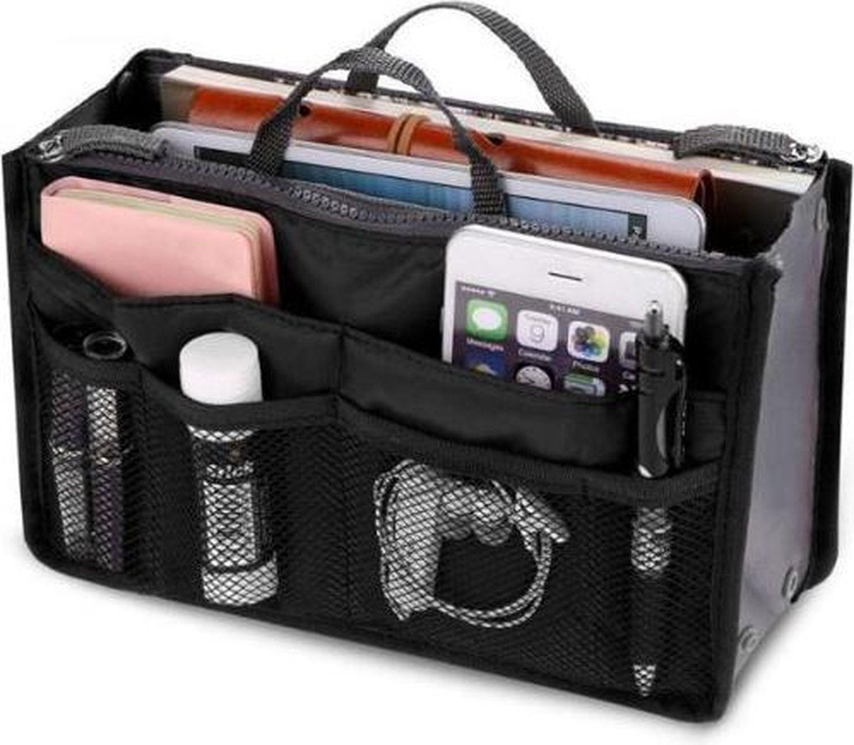 Bag in bag tas organizer – 11 vakken – zwart