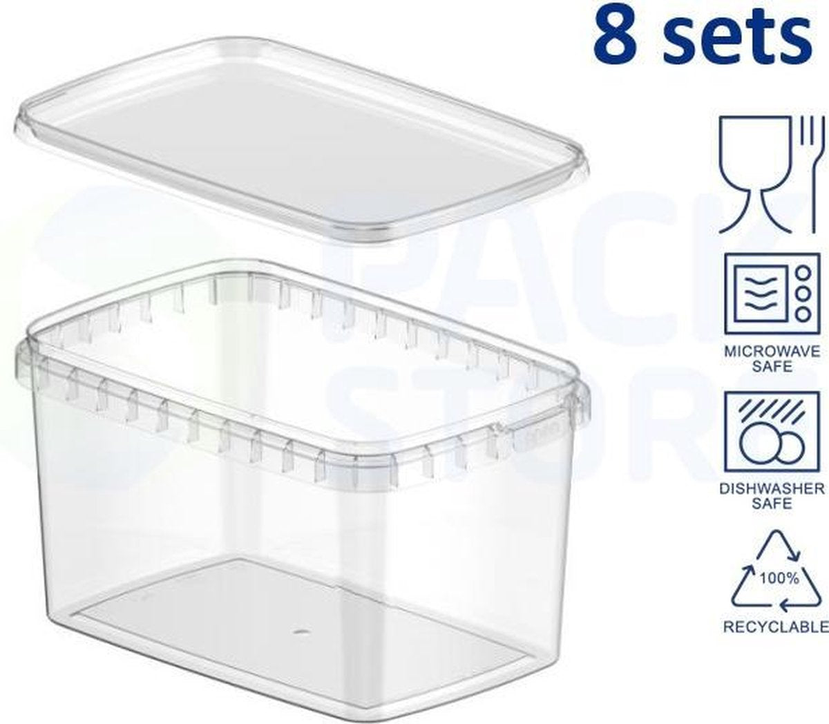 Pack-store.nl Plastic Bakjes - 150 Stuks - 1800ml - Transparant