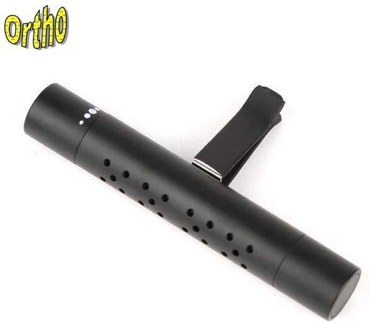 Ortho – Luxe Auto luchtverfrisser – Auto parfum – Inclusief 4 na vullingen – Modern design – Clip on Auto parfum – universeel – Zwart