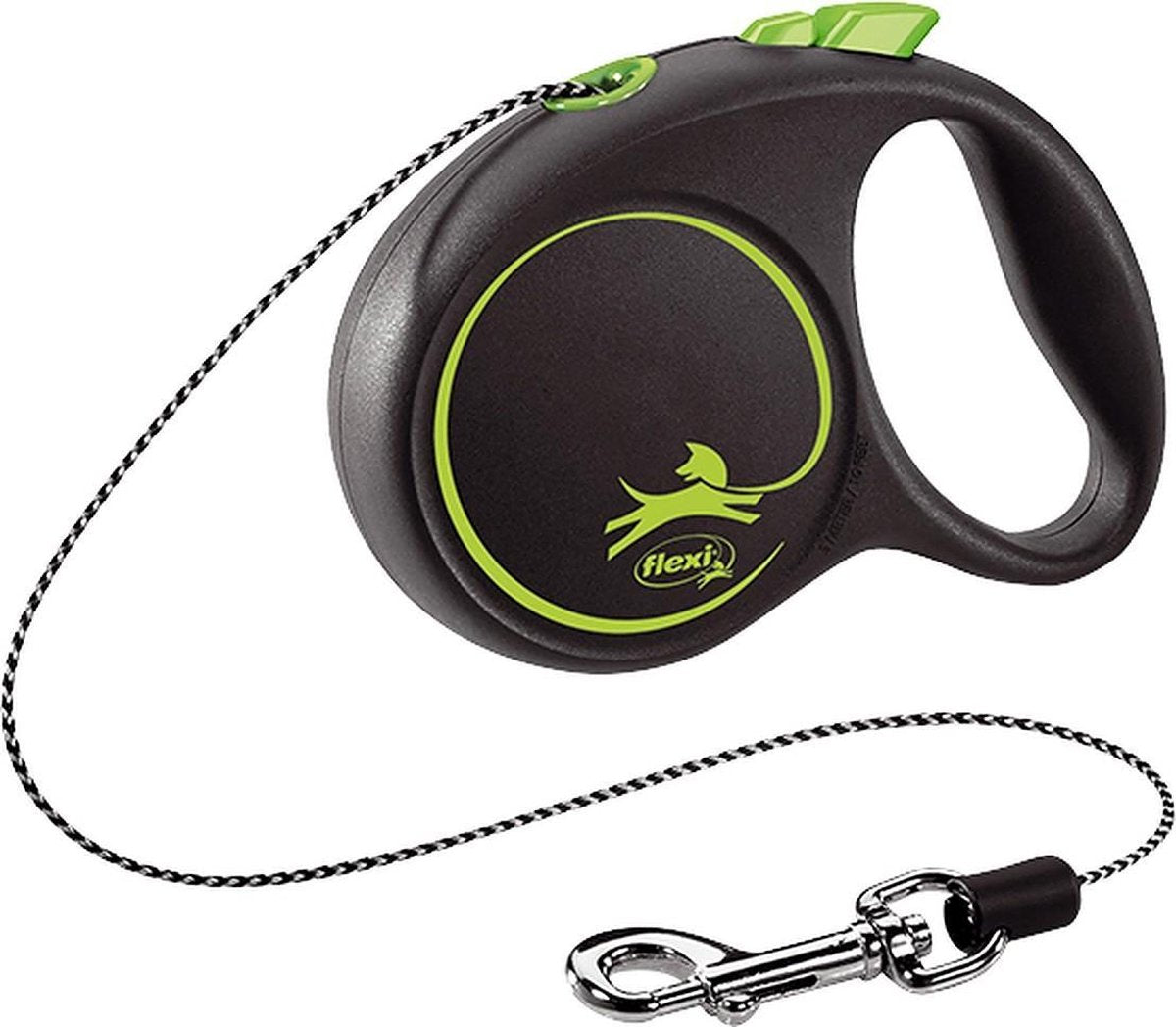 Hondenriem - looplijn - FLEXI rollijn BLACK DESIGN Koord - M - Groen - 5 meter
