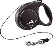 Hondenriem - looplijn - FLEXI rollijn BLACK DESIGN Koord - M - Zwart - 5 meter
