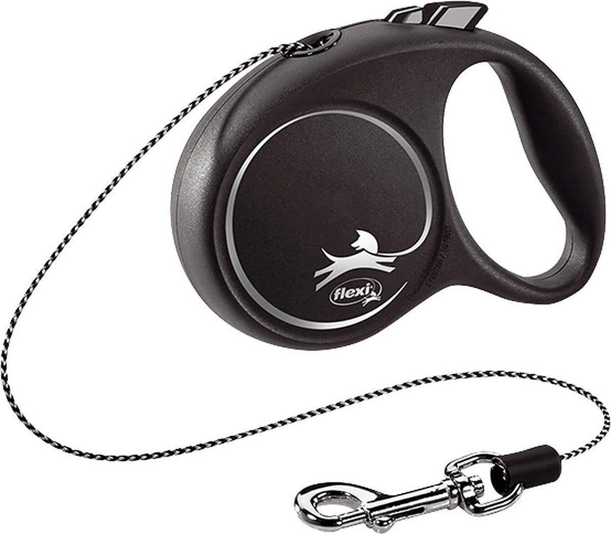 Hondenriem - looplijn - FLEXI rollijn BLACK DESIGN Koord - M - Zwart - 5 meter