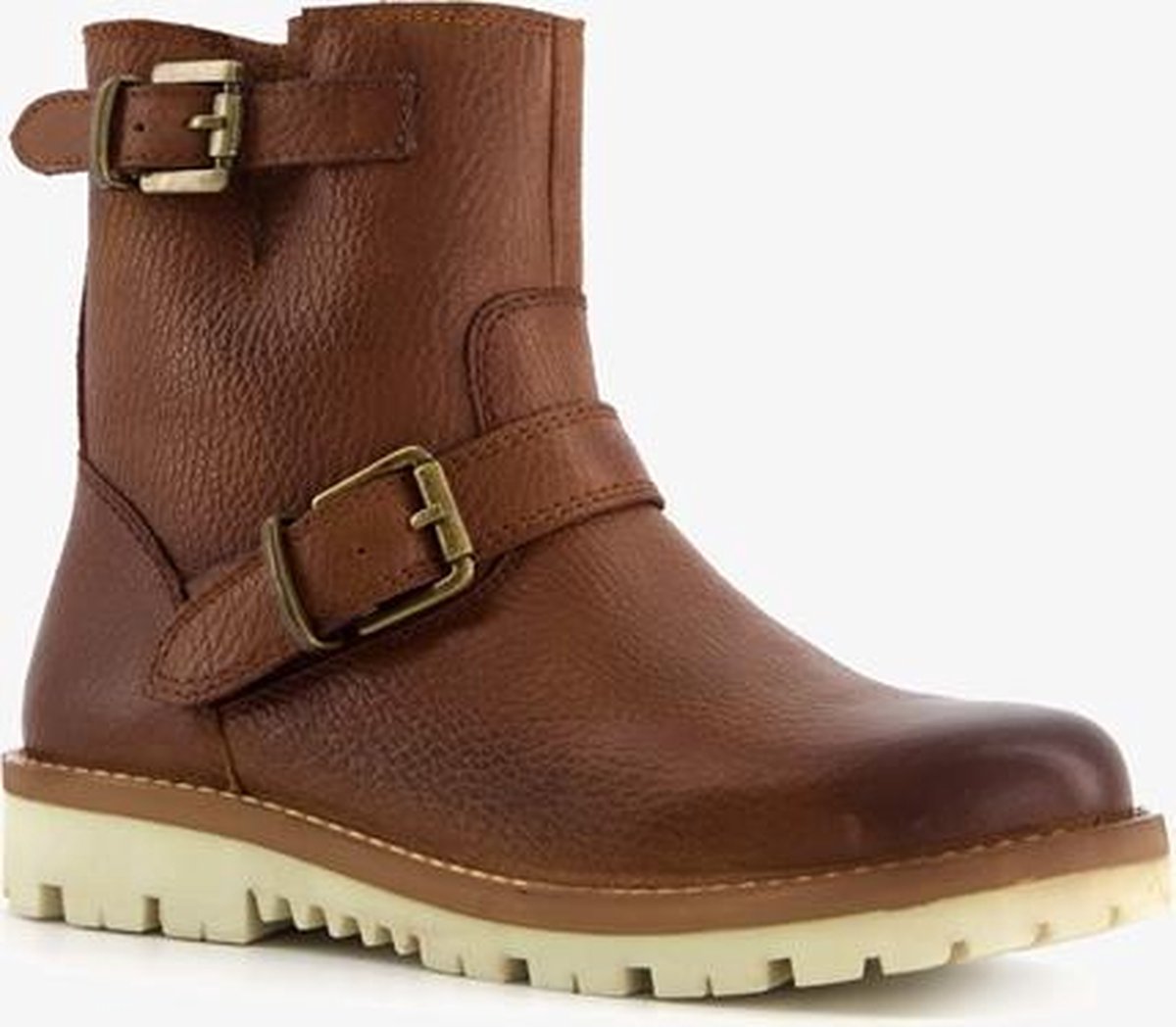 Groot gevoerde leren jongens boots - Cognac - Maat 35