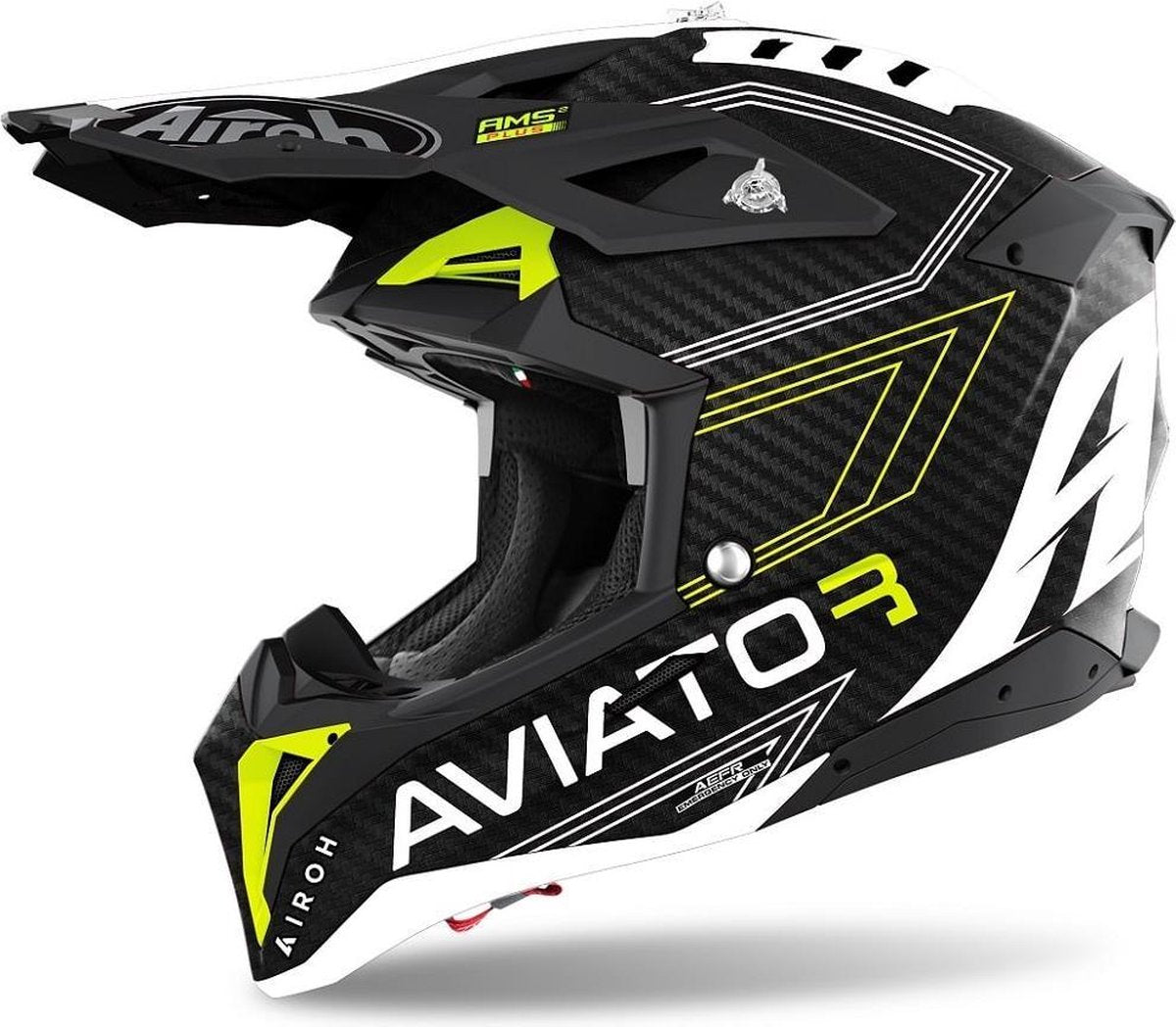 Airoh Aviator 3 AMS² Primal mat zwart carbon geel wit