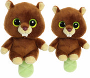 Bever knuffels setje van 2x stuks - 15 en 20 cm - Pluche knuffel Bevers ouder en kindje