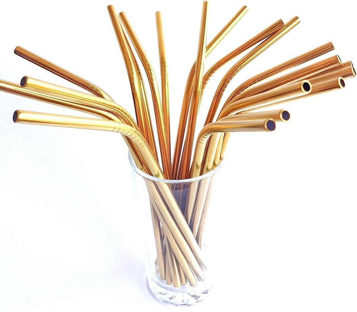 RVS Rietjes | Goud | 8 Stuks | Herbruikbare Rietjes | Vervanging voor Plastic Rietjes | Duurzame Rietjes | Gekleurde Rietjes | Metalen Rietjes | Gouden Rietjes | Incl. Schoonmaakborstels | Smoothie