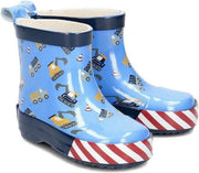 Playshoes halfhoge regenlaarzen blauw bouwmachines
