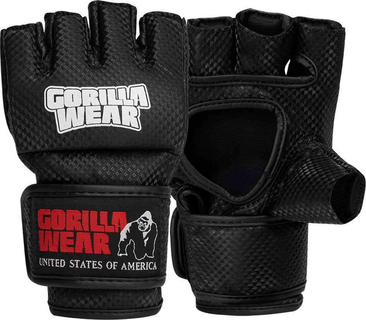 Gorilla Wear Manton MMA Handschoenen (Met Duim) - MMA Gloves - Zwart/Wit - S/M