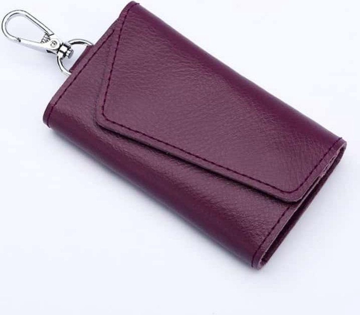 Multifunctionele Litchi textuur lederen sleutelhanger tas autosleutel tas (paars)