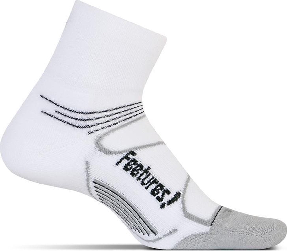 Feetures - Elite Light Cushion Quarter - Hardloopsokken - Sportsokken - Wit/Zwart - S