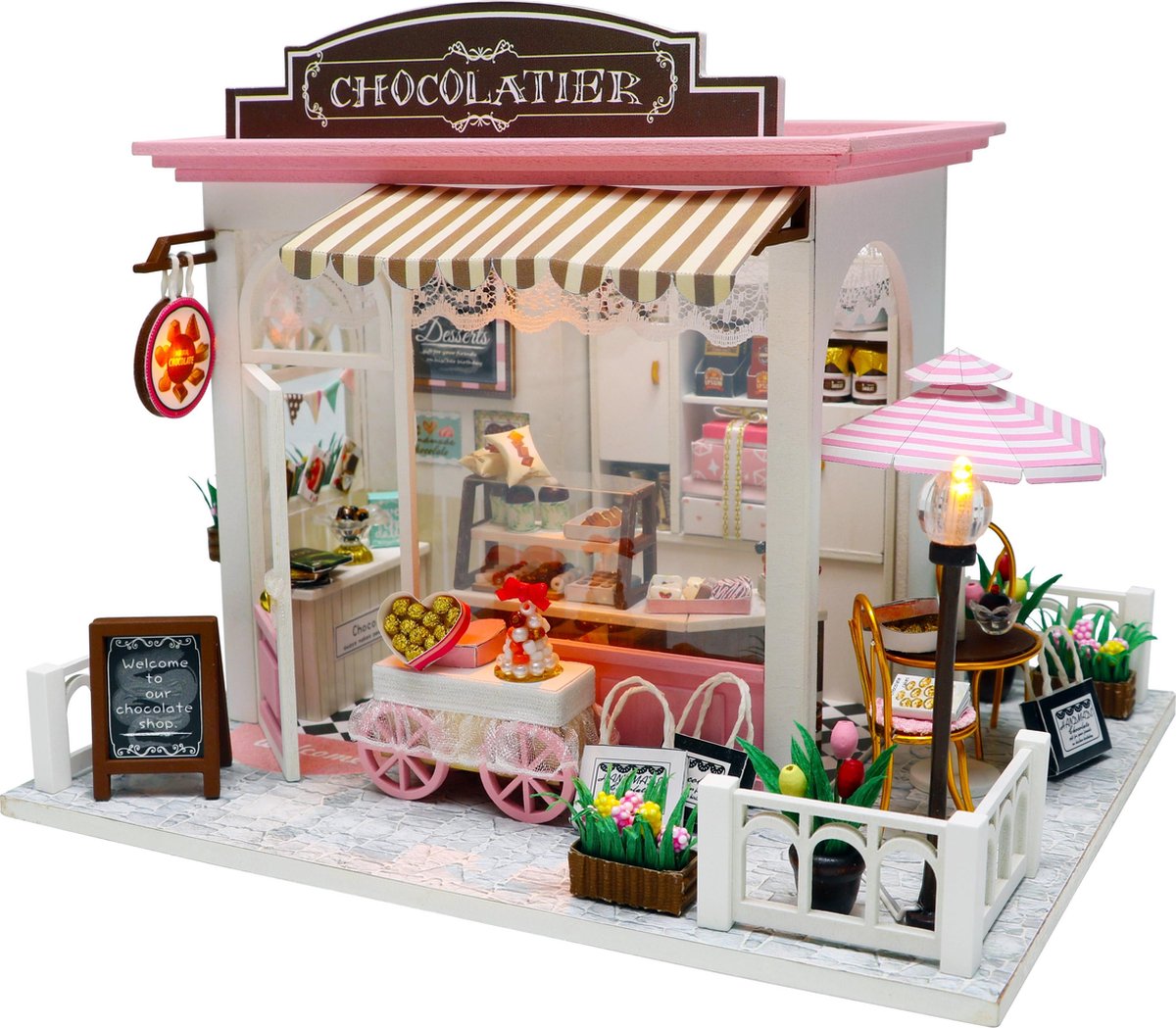 DIY Chocolatier winkel met LED - Dollhouse - Miniatuur hobby bouwpakket