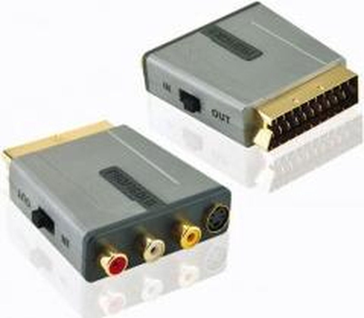 Profigold PROD765 tussenstuk voor kabels SCART 3x RCA FM + S-video FM Grijs