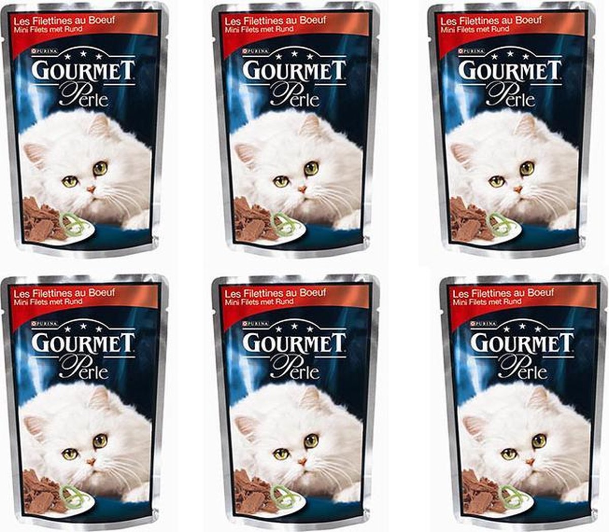 Gourmet Perle 85G Mini Filets In Saus Met Rund per 6 zakjes!