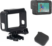 PRO SERIES 3 in 1 Kit Housing Frame + Glass Screenprotector + Camera Lens Cover voor GoPro Hero (2018) / 5 / 6 & 7 BLACK