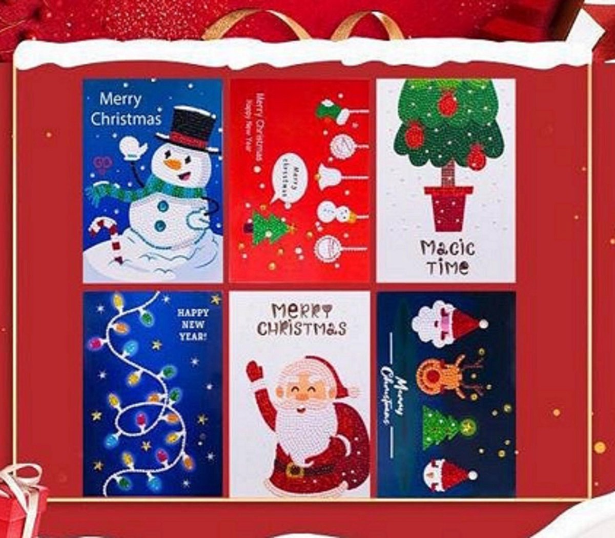 Diamond Paint Kaart Set Mery Christmas/ Happy New Year