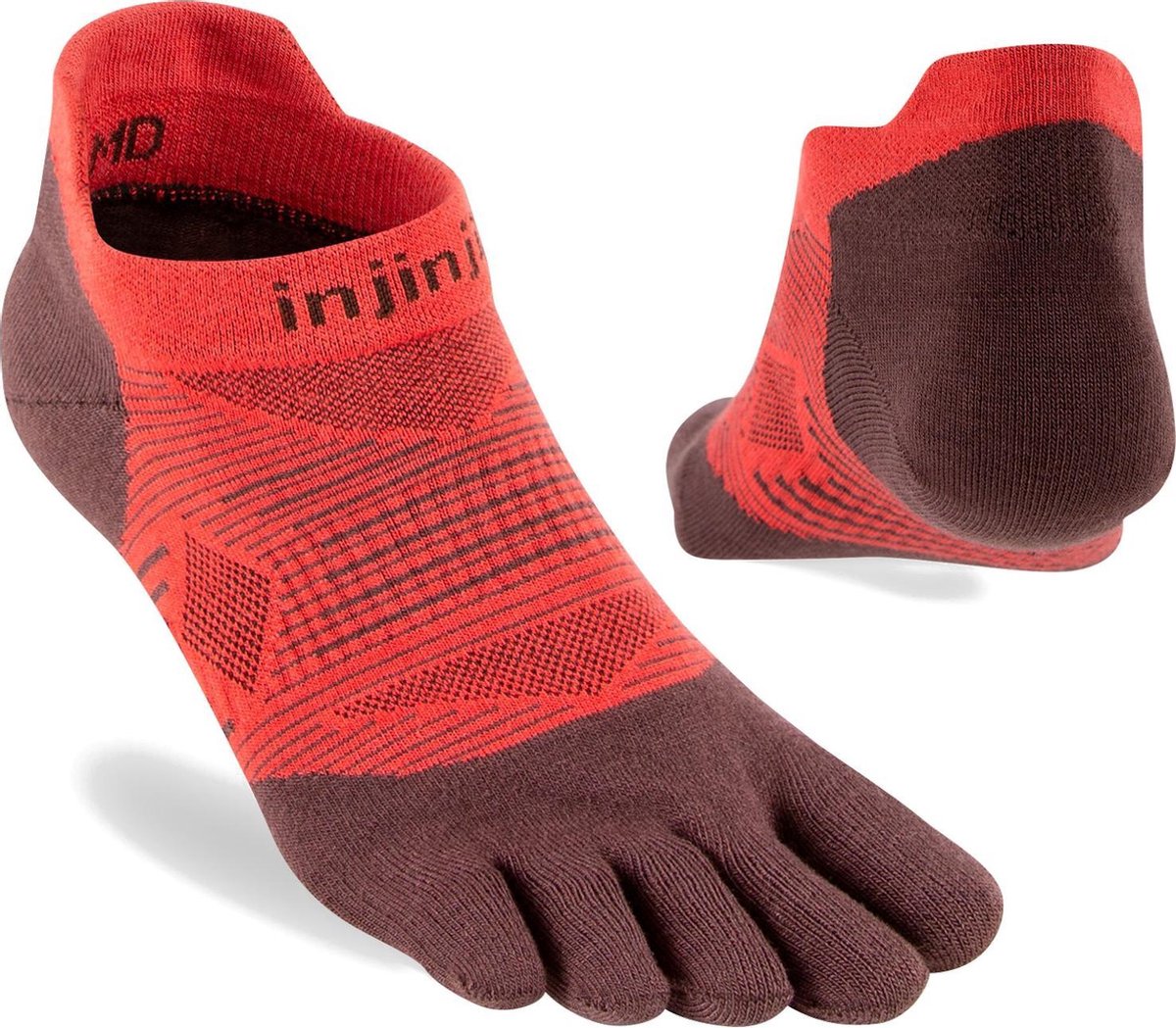 Injinji Run Lightweight No-Show Coolmax - Rood - 40-44
