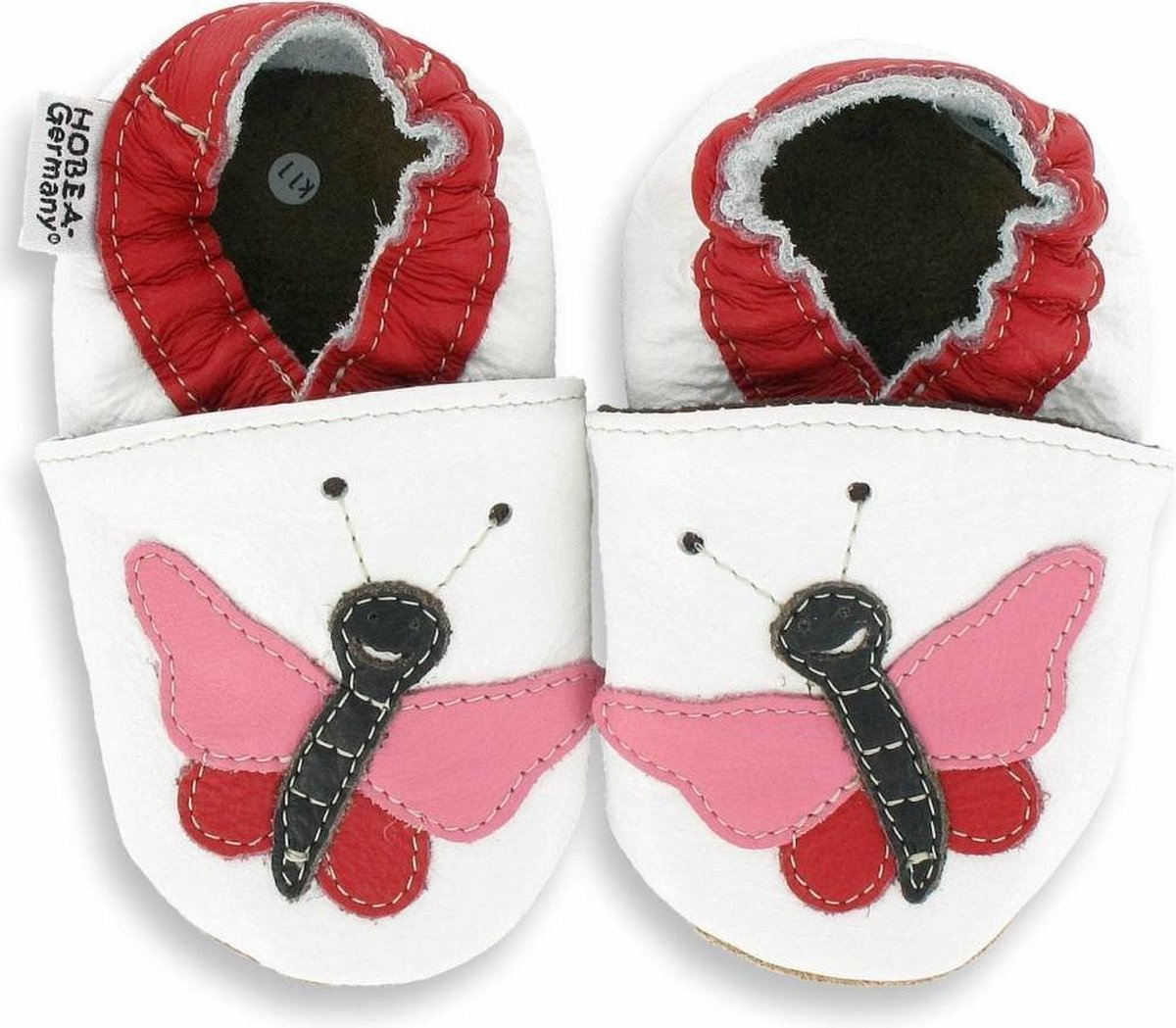 Hobea babyslofjes met zooltje Schmetterling Pauline wei� Maat: 26-27 (17