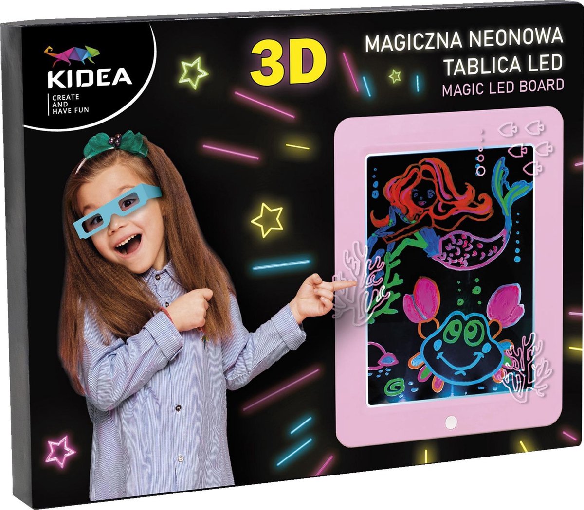 Kidea 3D tekenscherm Roze - Inclusief Neonstiften