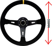 L-Tec Sportstuur 3 Spaaks 330mm Suede 65mm diep
