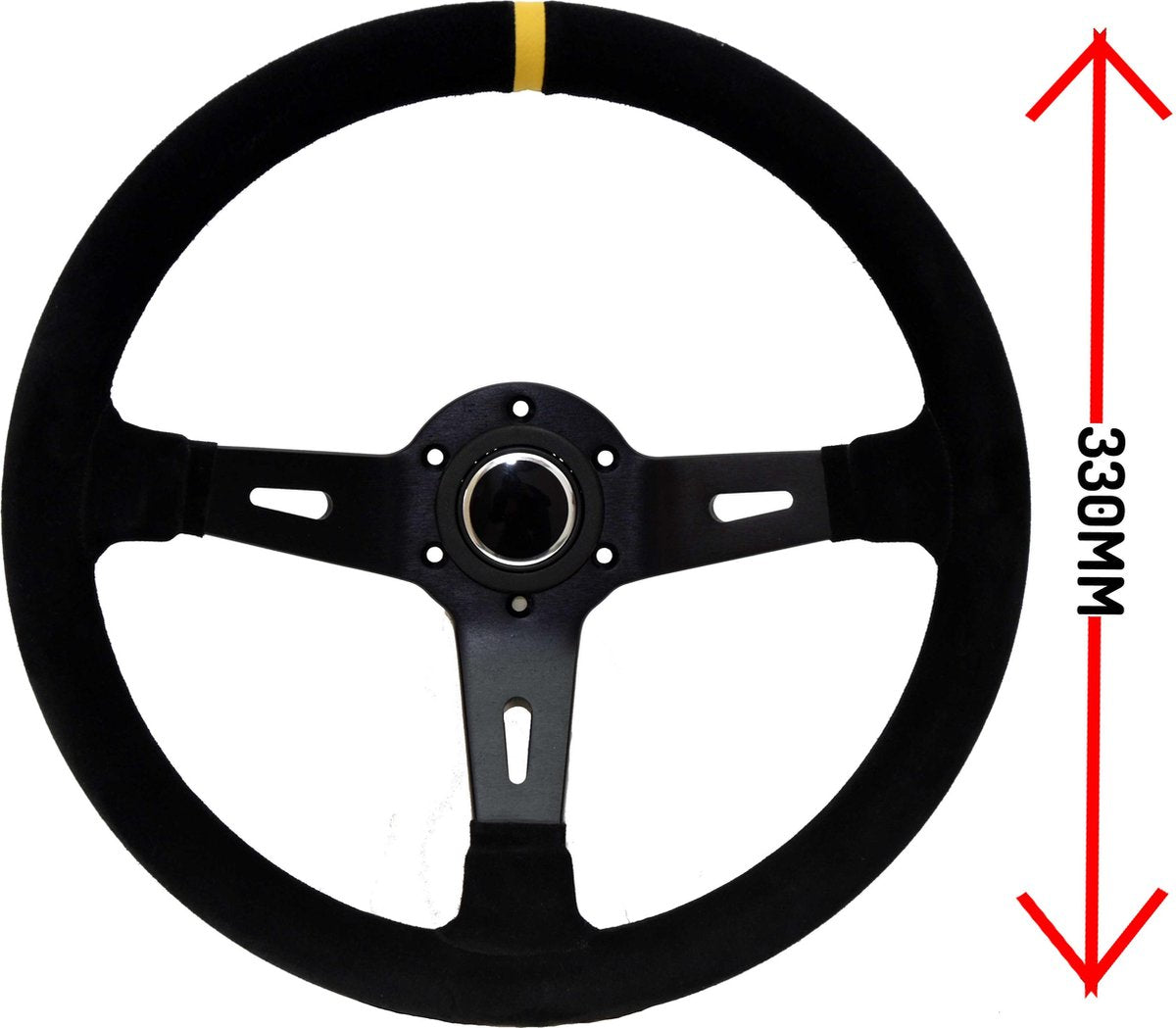 L-Tec Sportstuur 3 Spaaks 330mm Suede 65mm diep