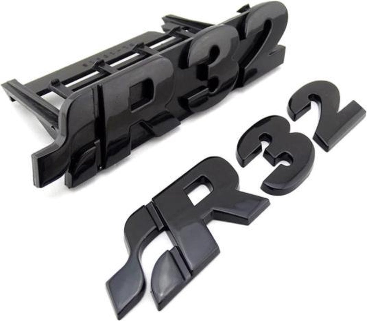 Set R32 grill embleem + achterkant embleem - Golf - Polo embleem - Volkswagen - zwart
