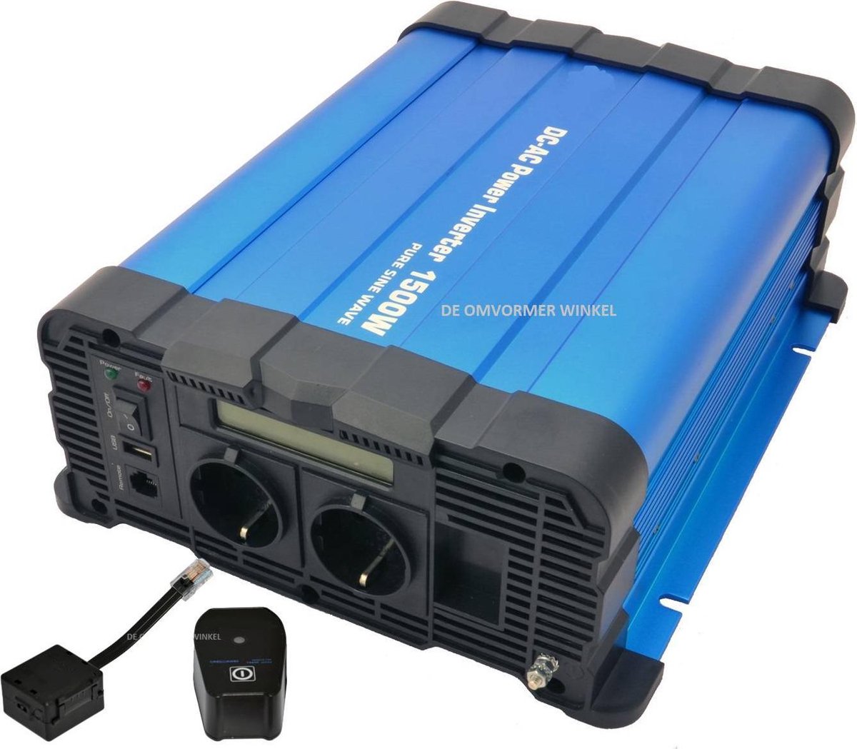 Omvormer 12V naar 230V - 1500W met display - zuivere sinus