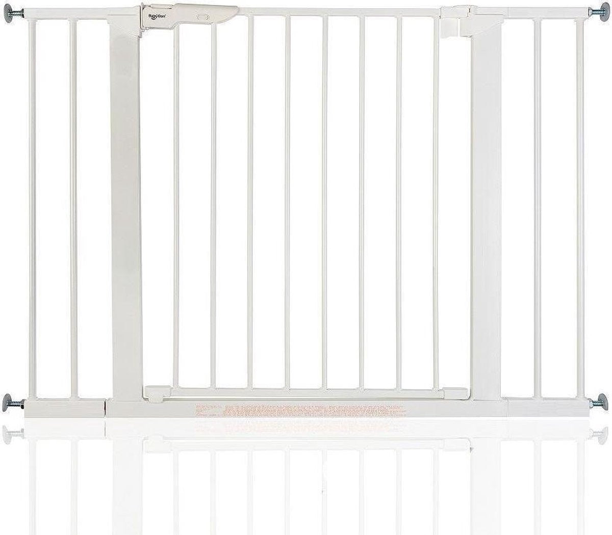 BabyDan - Premier  PLUS - Wit - Klemhek met 4 spijlen uitbreiding  H:72cm Breed: van 99cm tot 106cm - (met gratis wall-cups  Montage zonder boren of schroeven )